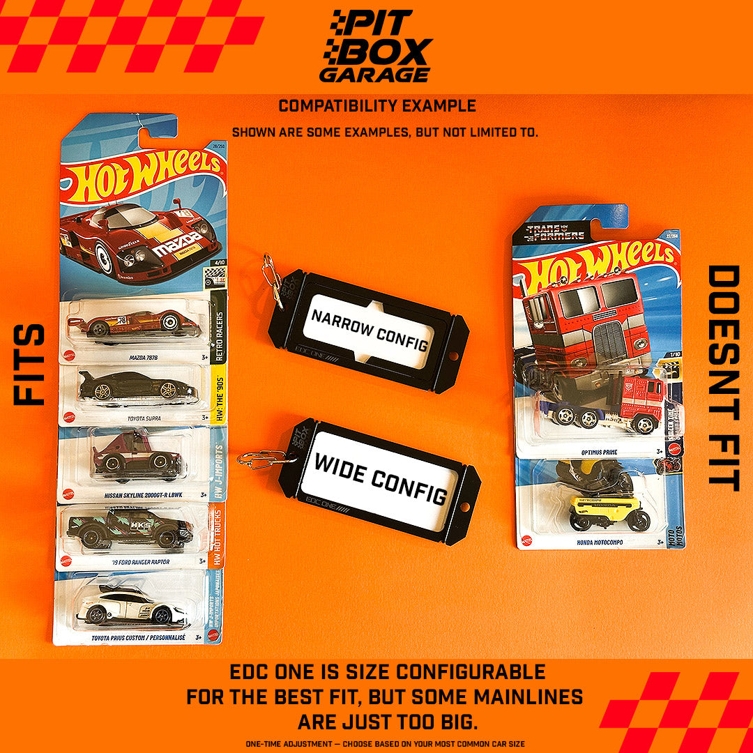 EDC ONE narrow and wide size configuration guide for 1:64 diecast cars